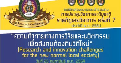 ขอเชิญเข้าร่วมและส่งผลงานในการประชุมวิชาการระดับชาติ ราชภัฏเลยวิชาการ ครั้งที่ 7 ประจำปี 2564 ภายใต้ชื่อ “ความท้าทายทางการวิจัยและนวัตกรรมเพื่อสังคมท้องถิ่นวิถีใหม่” ขอเชิญเข้าร่วมและส่งผลงานในการประชุมวิชาการระดับชาติ ราชภัฏเลยวิชาการ ครั้งที่ 7 ประจำปี 2564 ภายใต้ชื่อ “ความท้าทายทางการวิจัยและนวัตกรรมเพื่อสังคมท้องถิ่นวิถีใหม่”