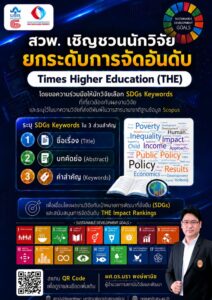 สวพ. ขอเชิญชวนนักวิจัย มรส. ร่วมยกระดับการจัดอันดับ Times Higher Education (THE) Impact Rankings